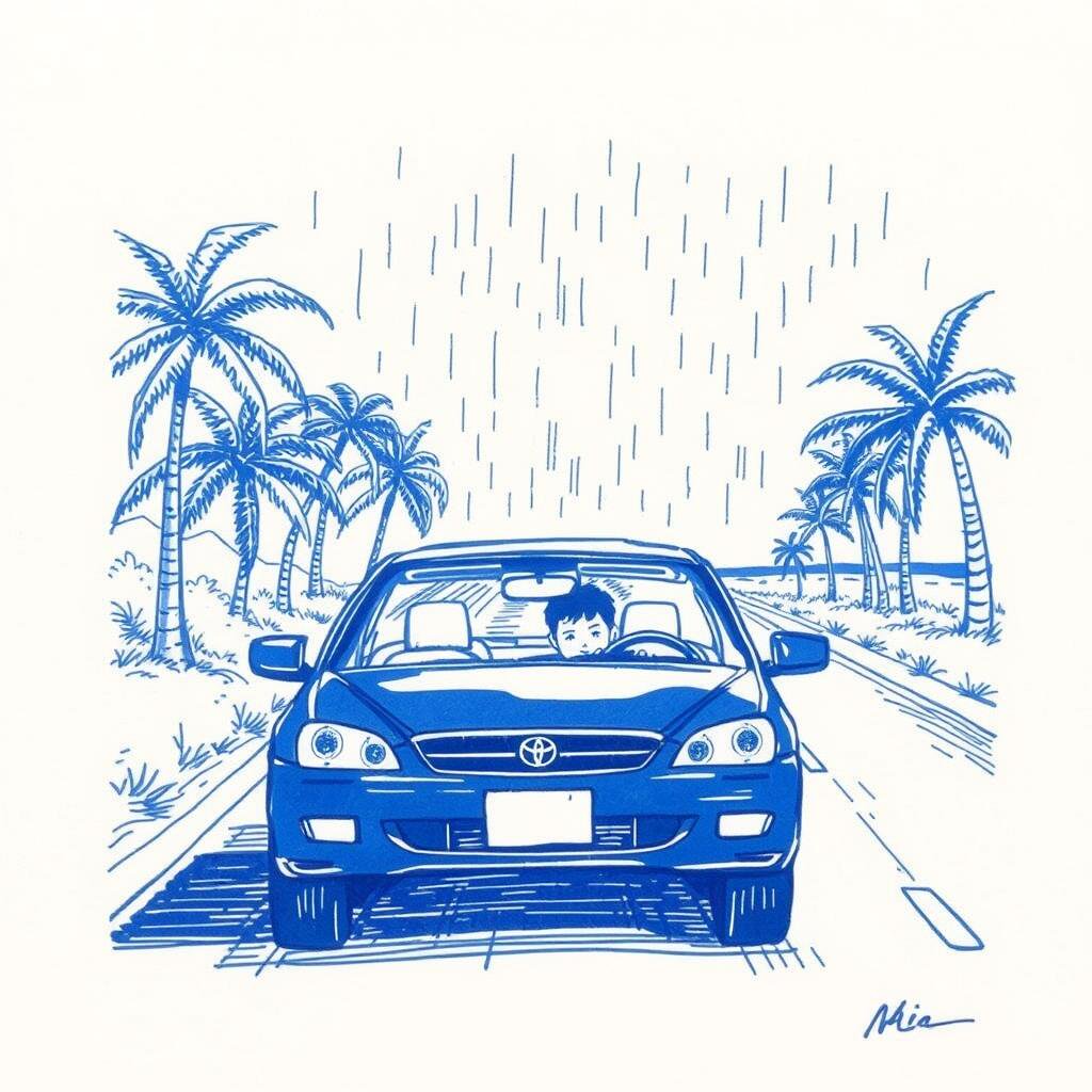 Panne d'essuie-glaces sur la route du Littoral