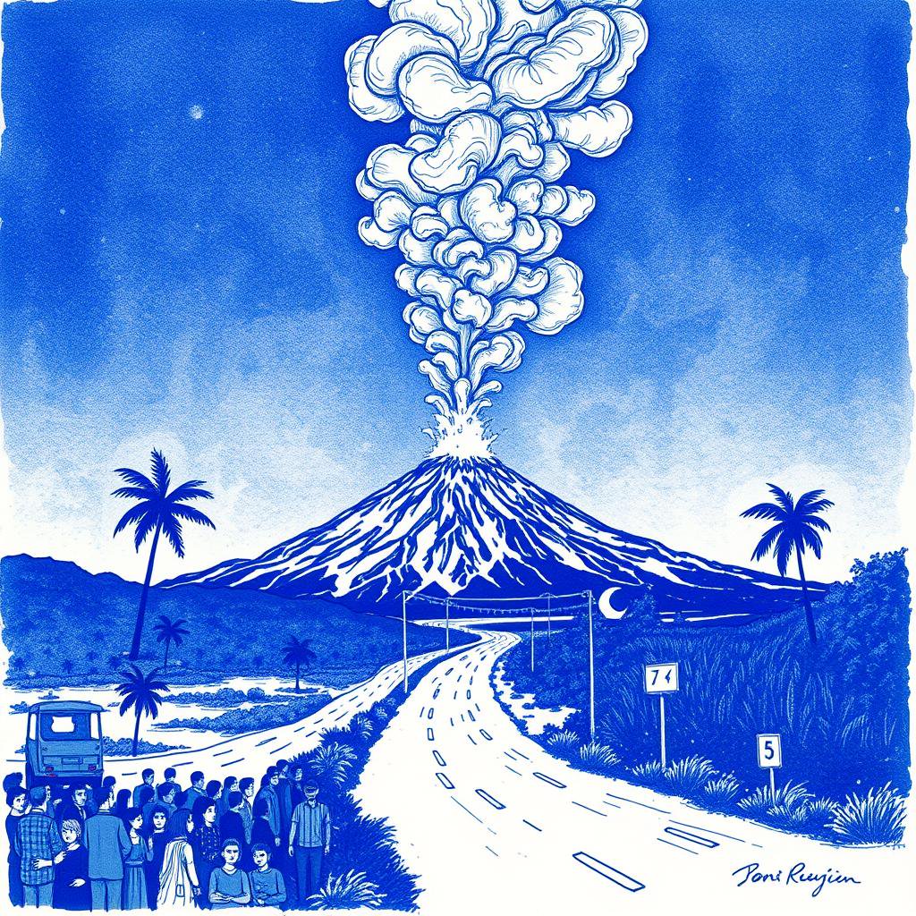 Éruption du Piton de la Fournaise : plus de 1000 personnes sur la route nationale 2 pour observer les coulées de lave