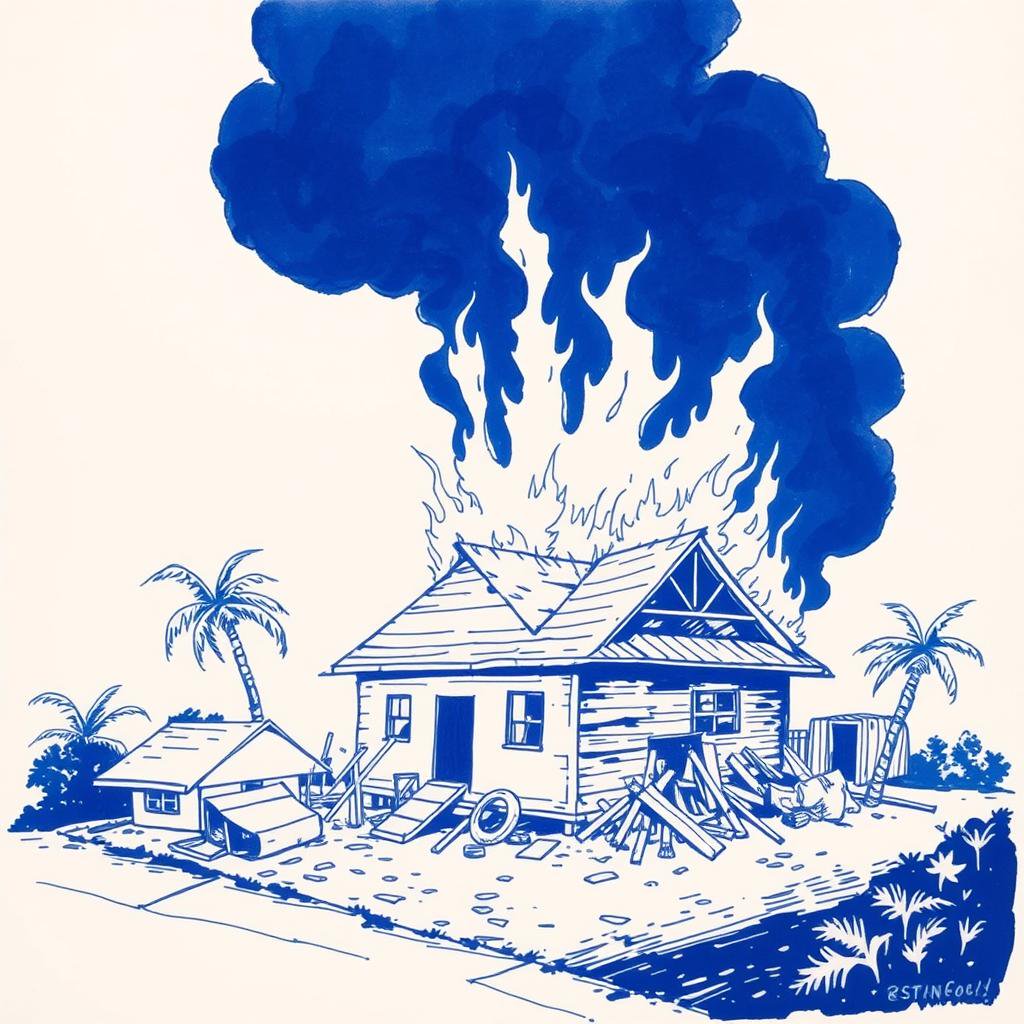 Incendie spectaculaire dans le secteur du Tevlav à La Réunion