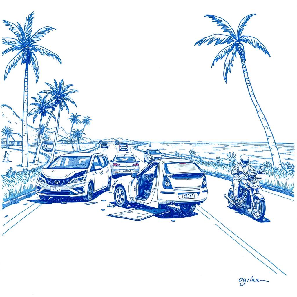 Accident entre une moto et une voiture sur la route du Littoral en direction de La Possession