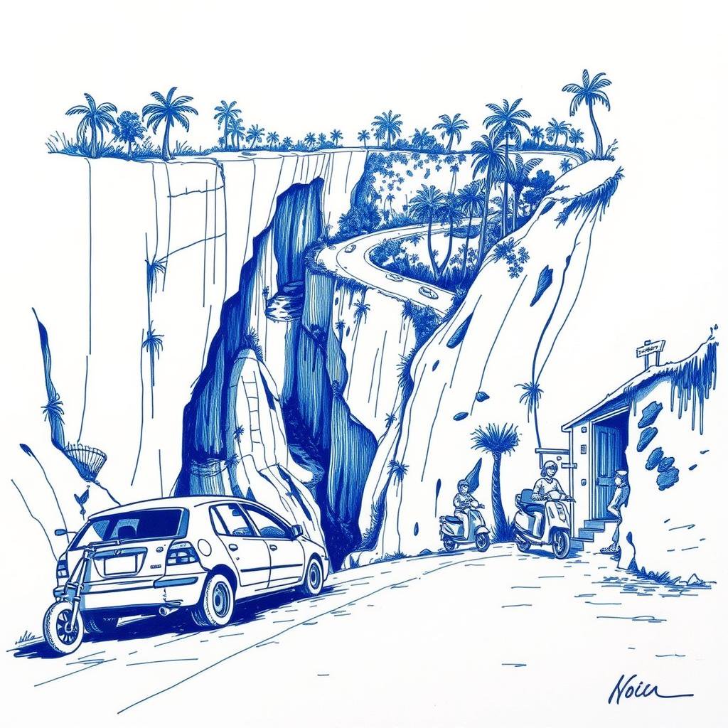 Véhicule accidenté dans les rampes de Plateau Caillou