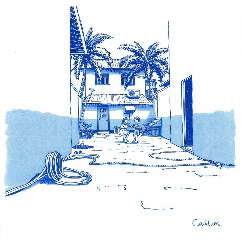 Câble électrique dangereux dans une cour à Saint-Marc