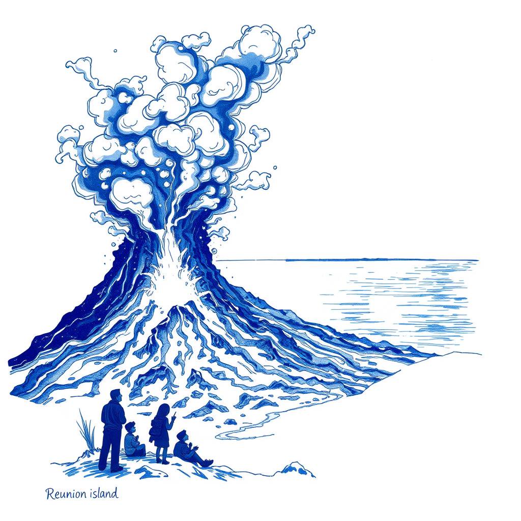 Le piton de la Fournaise en éruption : la coulée de lave à moins de 310 mètres de l'océan