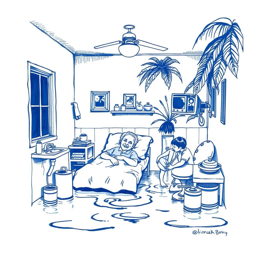 SOS Inondation salle de bain en urgence avec personne âgée en fin de vie