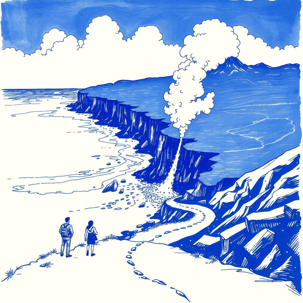 La coulée de lave du Piton de la Fournaise atteint l'océan à La Réunion