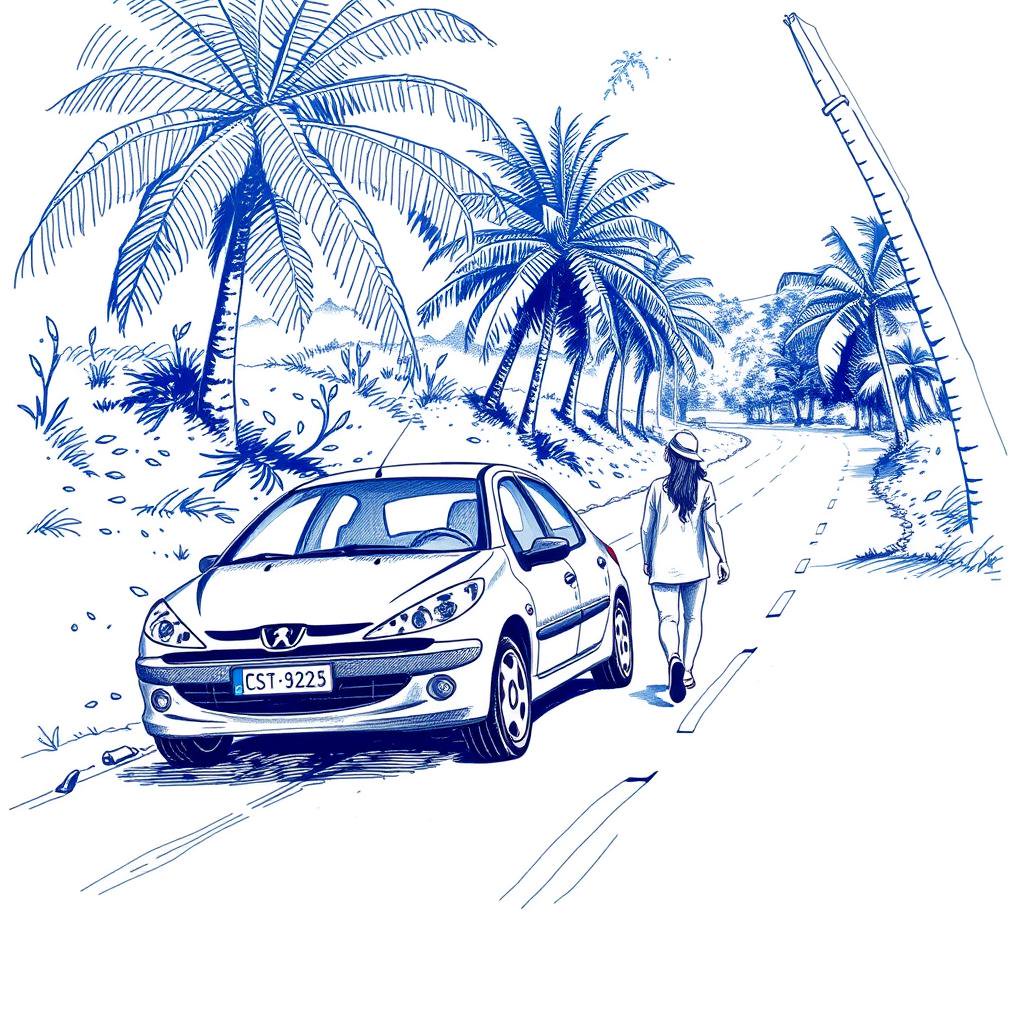 Voiture en panne à retrouver : Peugeot 206 grise