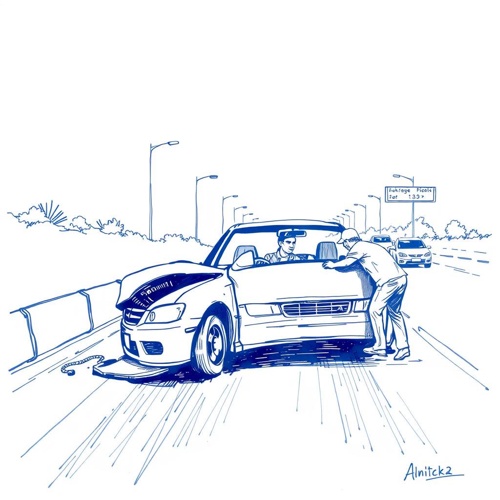 SOS panne de voiture dangereuse avant la sortie de l'Éperon