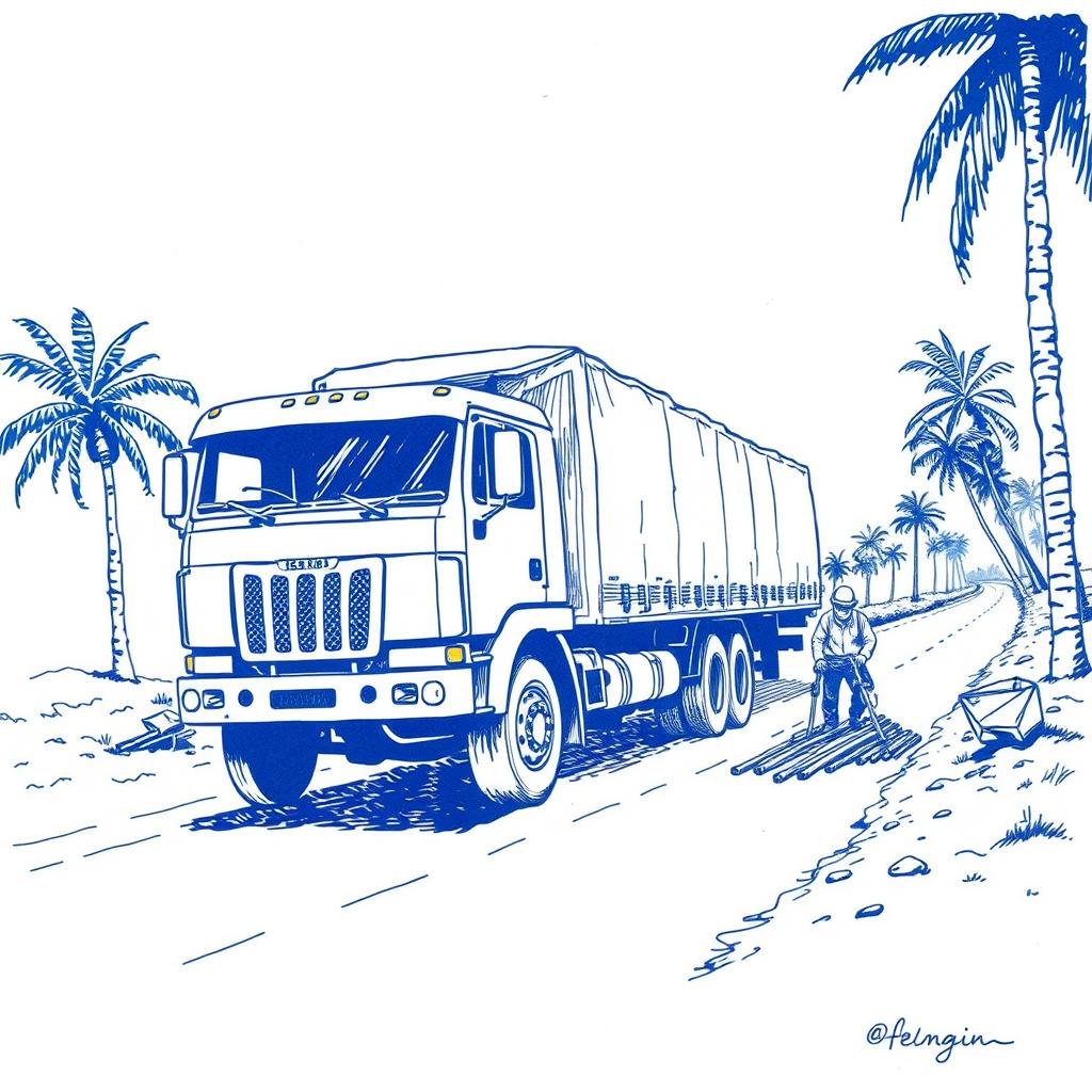 Un camion perd son chargement de barres de fer dans la descente de Bel Air à La Réunion