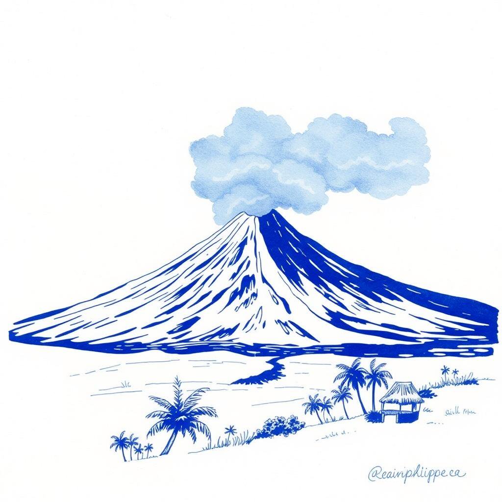 Le Piton de la Fournaise visible depuis Saint-Philippe à La Réunion