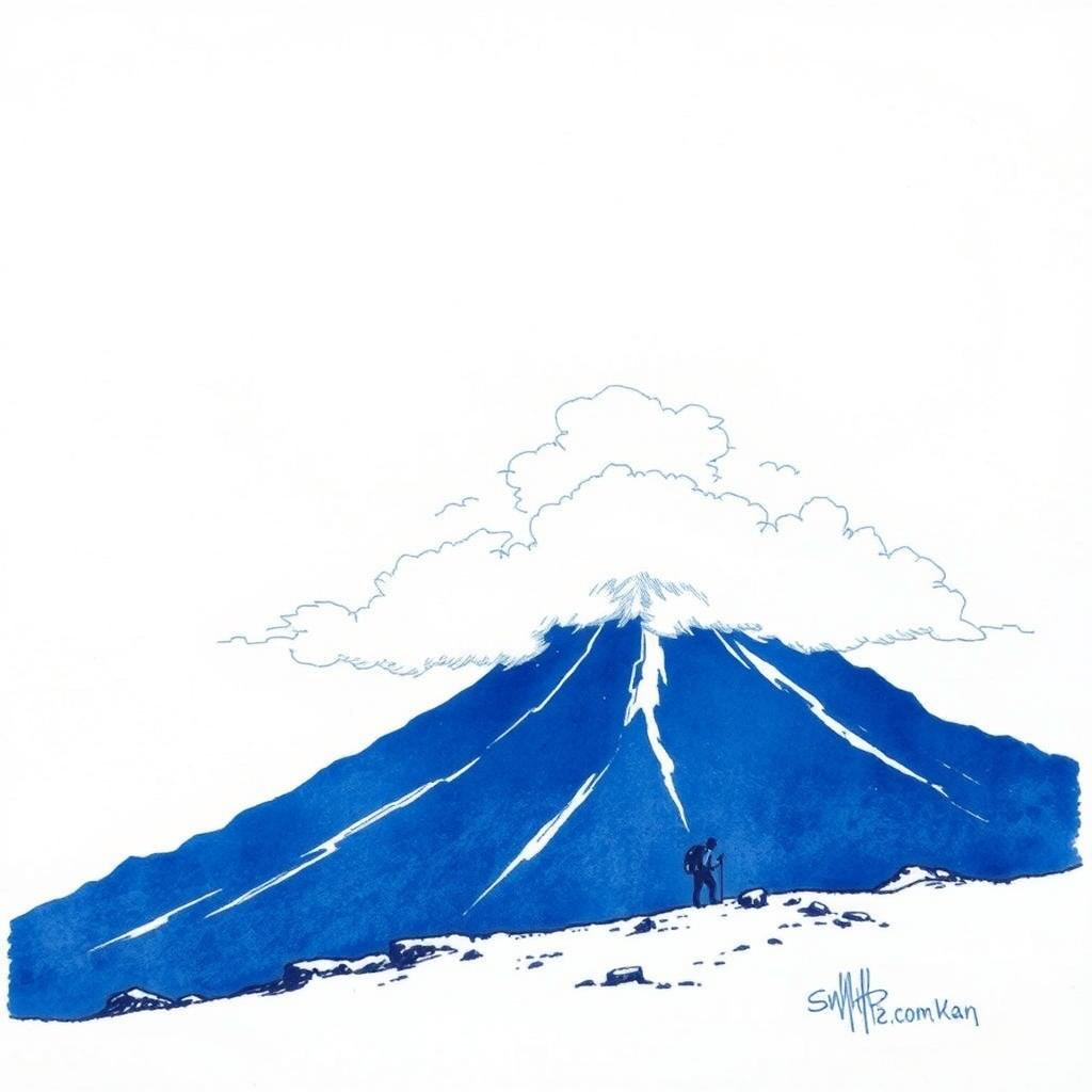 Le piton de l'Ansoinese partiellement obscurci par un nuage deux mois après son éruption