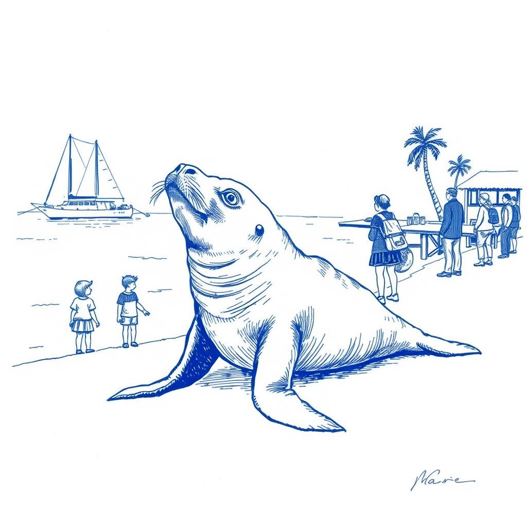 Léo l'éléphant de mer toujours à Sainte-Marie ?