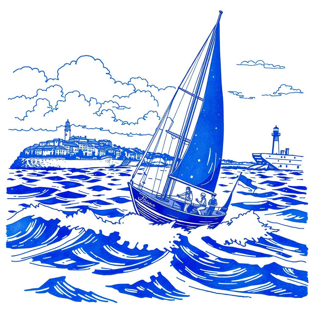 Le bateau Freedom en dernière ligne droite avant l'arrivée de la Globe 40 à Lorient