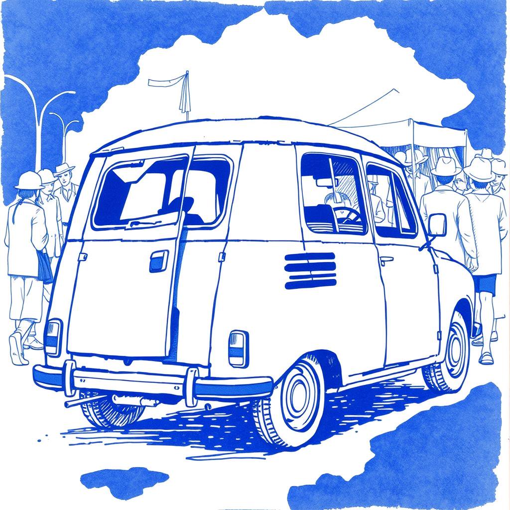 Voiture endommagée au marché forain