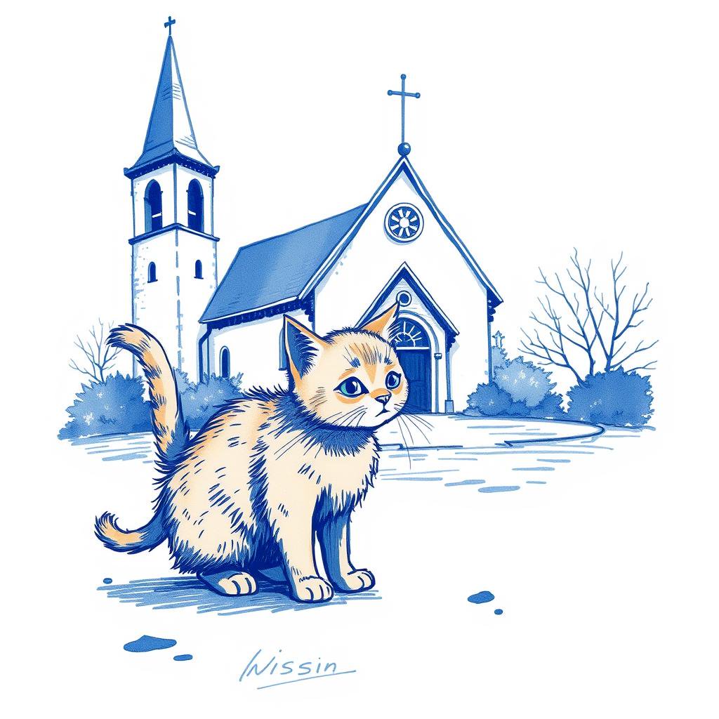 Chat perdu près de l'église de Terre-Sainte